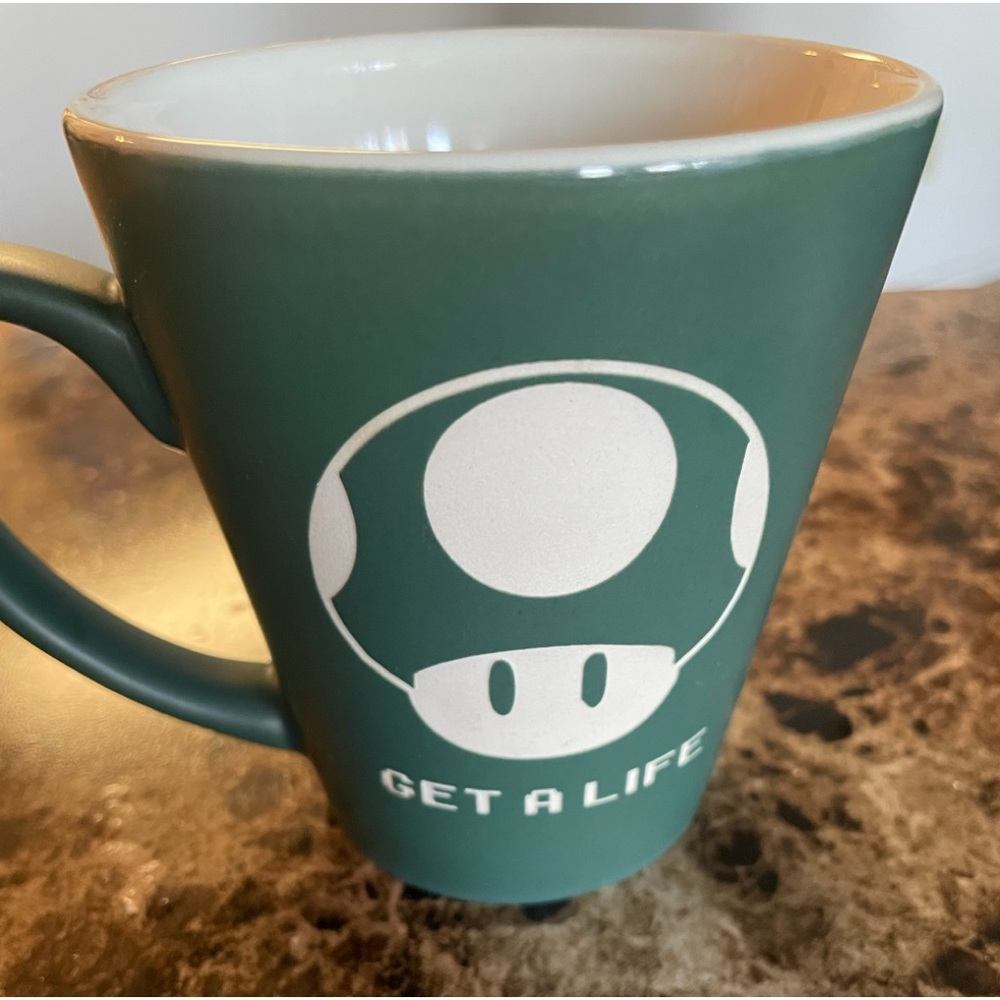 Custom Green GET A LIFE Nintendo coffee mug